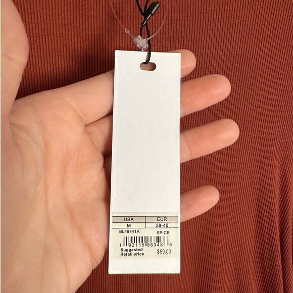 NWT BB Dakota by Steve Madden Burnt Orange Ruched Ribbed Mini Dress Size Medium - Picture 6 of 9